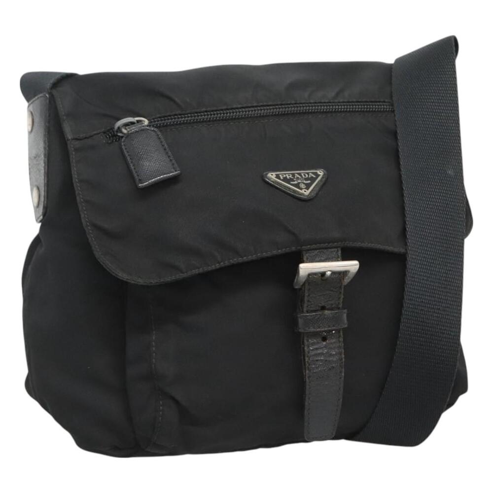 PRADA Shoulder Bag Nylon Black Silver